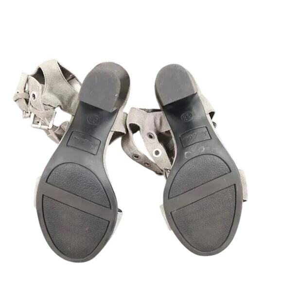 Sam Edelman Shoes Womens 6.5 Heeled Sandals Ankle Straps Leather Block Heel Grey - Picture 12 of 15